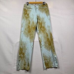 VTG Tempo Paris Flat Front Pants Sz 10 Y2K Snap Bottom Spray Paint Festival 70's